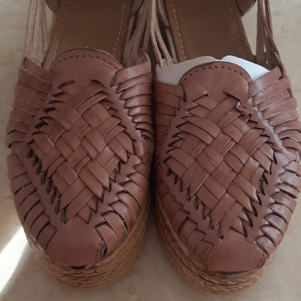 Hand Crafted Brown Woven Platform Sandals